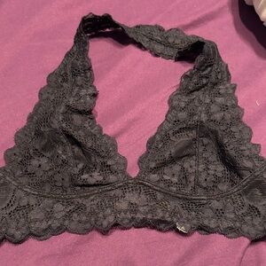 Free People Black Lace Halter Bralette